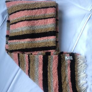 Acne Studios pink tan striped wool blend scarf